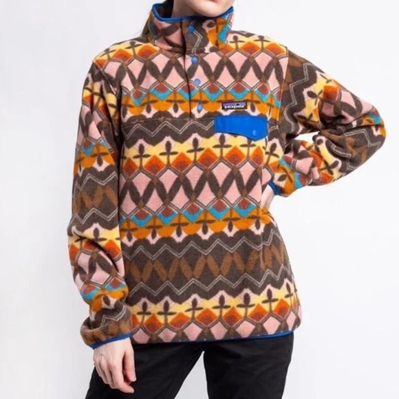 Patagonia Jackets & Blazers - RARE Patagonia Lightweight Synchilla Snap-T Fleece in Companions Big Anthos Pink